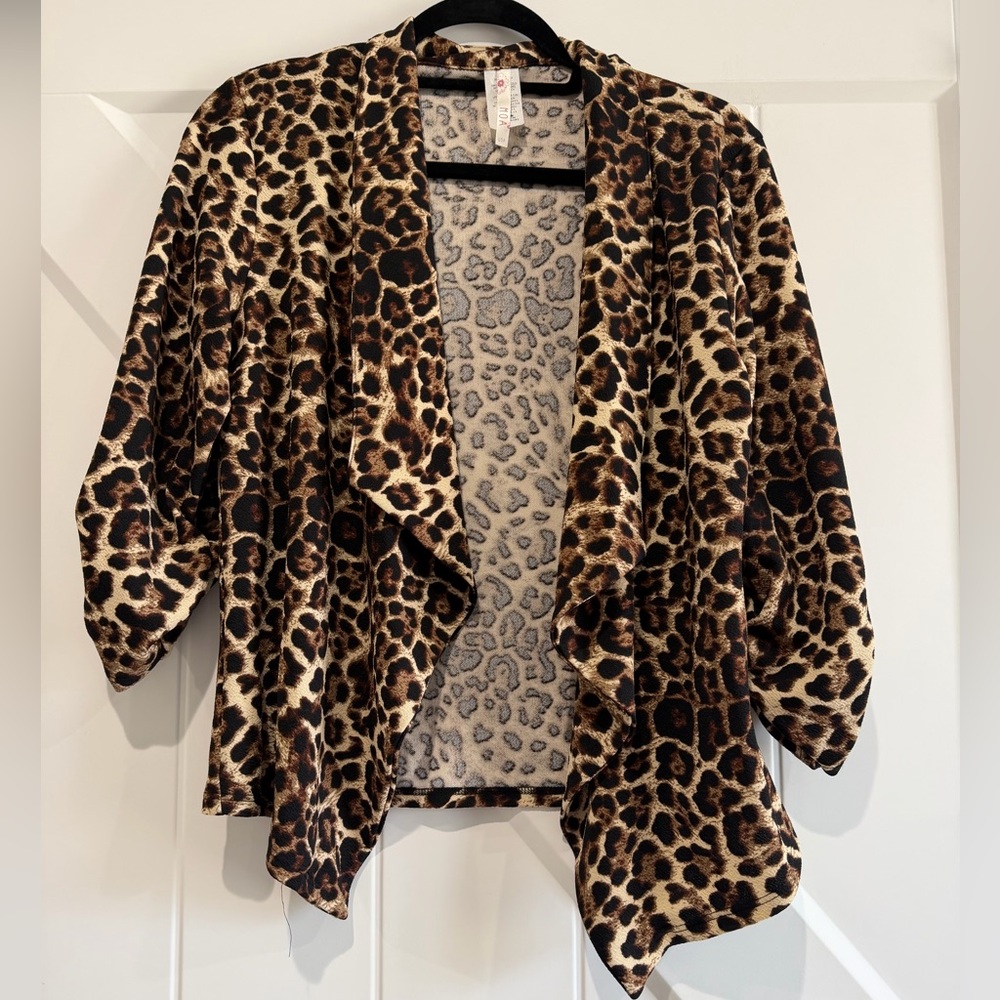 MOA Leopard Print Asymmetrical Blazer